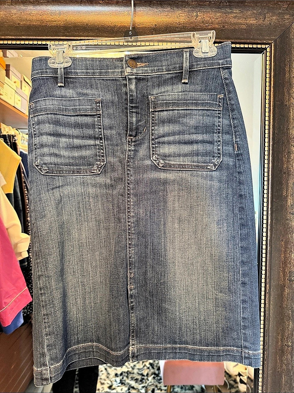 LOFT Denim Patch Pocket Pencil Skirt Blue Waist 26